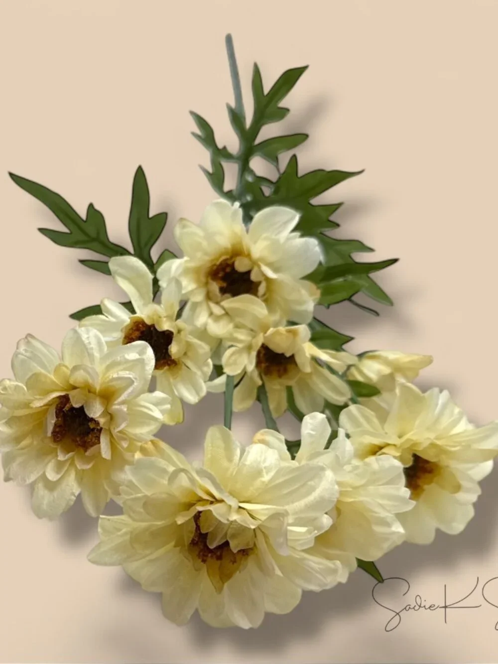 2pc Faux Cream Daisy Flower Stem 25